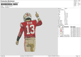 Player 13 Embroidery File 6 sizes