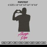 Popstext Embroidery File 6 sizes
