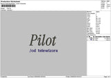 Pilot text 01 Embroidery File 6 sizes