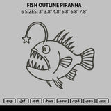 Fish Outline Piranha Embroidery File 6 sizes