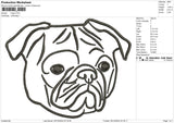 PUG2 Embroidery File 6 size