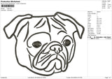 PUG2 Embroidery File 6 size