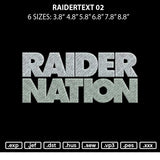 Raidertext 02 Embroidery File 6 sizes
