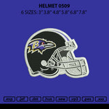 Helmet 0509 Embroidery File 6 sizes