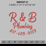 Rnbtext 01 Embroidery File 6 sizes