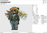 Rasta Bear Embroidery File 6 size