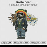 Rasta Bear Embroidery File 6 size