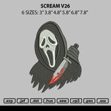 Scream V26 Embroidery File 6 sizes