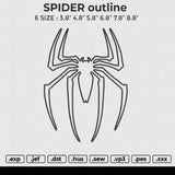 SPIDER outline Embroidery File 4 sizes