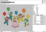 Mario Balloons Embroidery File 6 sizes