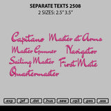 Separate Texts Embroidery File 2 sizes
