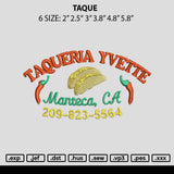 Taque Embroidery File 6 sizes