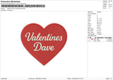 Valentine Dave Embroidery File 6 size