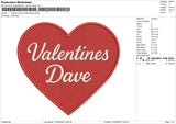 Valentine Dave Embroidery File 6 size