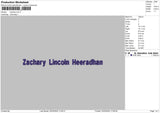 Zachary Text Embroidery File 6 sizes