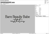 Barebeauty Text Embroidery File 6 sizes