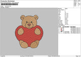 Bear Heart Embroidery File 6 sizes