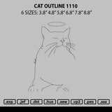 Cat Outline 1110 Embroidery File 6 sizes