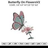 Butterfly on flower v2 Embroidery File 6 size