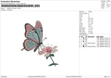Butterfly on flower v2 Embroidery File 6 size