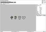 Cactus Outline Embroidery File 6 sizes