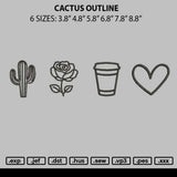 Cactus Outline Embroidery File 6 sizes
