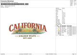 California Golden State Embroidery File 6 size