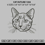 Cat Outline 1304 Embroidery File 6 sizes