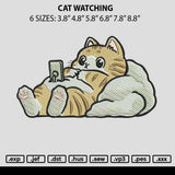 Cat watching Embroidery File 6 size