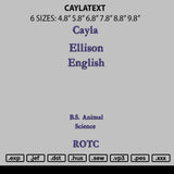 Caylaytext Embroidery File 6 sizes