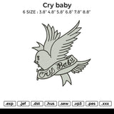 Cry Baby Embroidery File 6 size