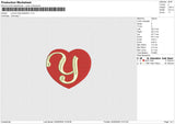 Cursive heart alfabeth A-Z Embroidery File 6 sizes