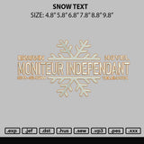 Snow Text Embroidery File 6 sizes