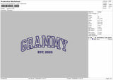 GRAMMY Embroidery File 6 Size