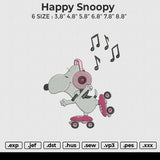 Happy Snoopy Embroidery File 6 size