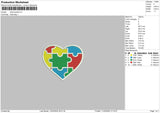 Heart Puzzle Embroidery File 6 sizes
