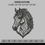 Horse Outline Embroidery File 6 sizes