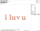 I Luv U Text Embroidery