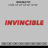 Invicible Txt Embroidery File 6 sizes