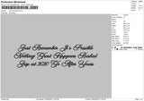 Remember Text 2402 Embroidery File 6 sizes
