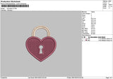 Lock Heart V2 Embroidery File 6 sizes