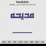 Madidah Embroidery File 6 size