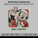 Mickeyxmas Square 2609 Embroidery File 6 sizes