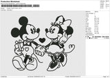 Mickey Minnie 1color Embroidery File 6 size