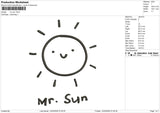 Mr Sun Embroidery File 6 sizes