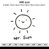 Mr Sun Embroidery File 6 sizes