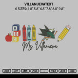 Villanuevatext Embroidery File 6 sizes