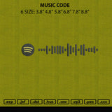 Music Code Embroidery File 6 sizes