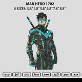 Man Hero 1702 Embroidery File 6 sizes