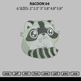 Racoon 04 Embroidery File 6 sizes